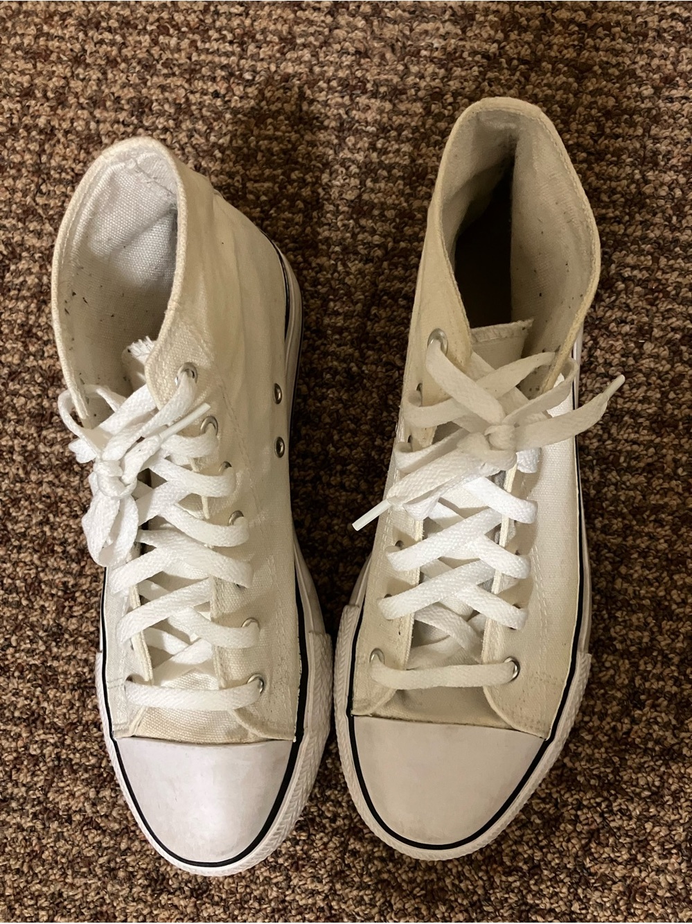 Women’s 10.5 White Canvas High-Top Sneakers | Retro Y2K Streetwear Shoes - Picture 4 of 6